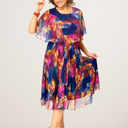 Women's Tropical Floral Midi – Flutter Sleeve Overlay Dress Summer Wedding Guest
