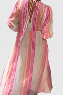 Women's Tropical Print Maxi Dress – V Neck Puff Sleeve Empire Waist Summer Dress