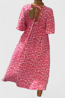 Women's Tropical Print Maxi Dress – V Neck Puff Sleeve Empire Waist Summer Dress