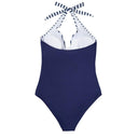 Women's Tropical Print One Piece – Halter Deep V Wrap Crossover Push Up Swimsuit