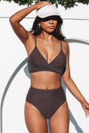Women's Two Piece Bikini Set – V Neck Twist Front Crop Top High Waist Bottoms