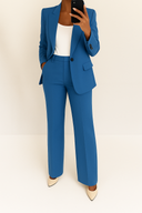 Women's Two Piece Suit – Notch Collar Blazer Straight Leg Trousers Work