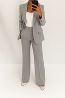 Women's Two Piece Suit – Notch Collar Blazer Straight Leg Trousers Work