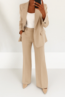Women's Two Piece Suit – Notch Collar Blazer Straight Leg Trousers Work