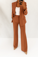 Women's Two Piece Suit – Notch Collar Blazer Straight Leg Trousers Work