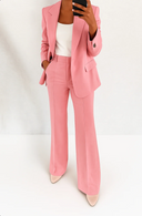 Women's Two Piece Suit – Notch Collar Blazer Straight Leg Trousers Work