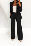 Women's Two Piece Suit – Notch Collar Blazer Straight Leg Trousers Work
