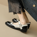 Women's Two-Tone Brogue Mary Jane Flats – Round Toe Wingtip Buckle Strap Low Heel