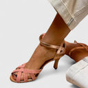 Women's Two Tone Caged Heels – Open Toe Ankle Wrap Stiletto Sandal Wedding Shoes