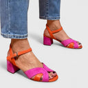Women's Two Tone Color Block Sandals – Open Toe Ankle Strap Block Heel