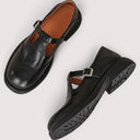 Women's Vintage Brogue T-Bar Mary Jane Shoes – Buckle Strap Round Toe Flat