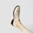 Women's Vintage Brogue T-Bar Mary Jane Shoes – Gold Buckle Low Block Heel