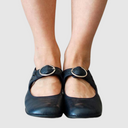 Women's Vintage Cutout Mary Jane Shoes – Round Buckle Strap Low Block Heel