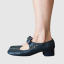 Women's Vintage Cutout Mary Jane Shoes – Round Buckle Strap Low Block Heel