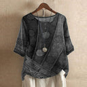 Women's Vintage Floral Print Blouse – Round Neck Half Sleeve Boho Casual Top