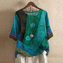 Women's Vintage Floral Print Blouse – Round Neck Half Sleeve Boho Casual Top
