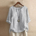 Women's Vintage Floral Print Blouse – Round Neck Half Sleeve Boho Casual Top