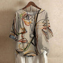 Women's Vintage Floral Print Blouse – Round Neck Half Sleeve Boho Casual Top