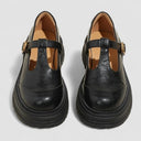 Women's Vintage T-Bar Mary Jane Shoes – Gold Buckle Chunky Platform Round Toe