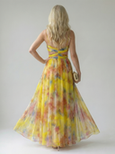 Women's Watercolor Floral Wrap Maxi Dress – V Neck Spaghetti Strap Wedding Guest