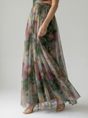 Women's Watercolor Floral Wrap Maxi Dress – V Neck Spaghetti Strap Wedding Guest