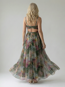 Women's Watercolor Floral Wrap Maxi Dress – V Neck Spaghetti Strap Wedding Guest