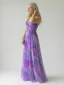Women's Watercolor Floral Wrap Maxi Dress – V Neck Spaghetti Strap Wedding Guest