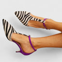 Women's Zebra Print Pointed Toe Heels – Slingback Stiletto Pump Party Shoes